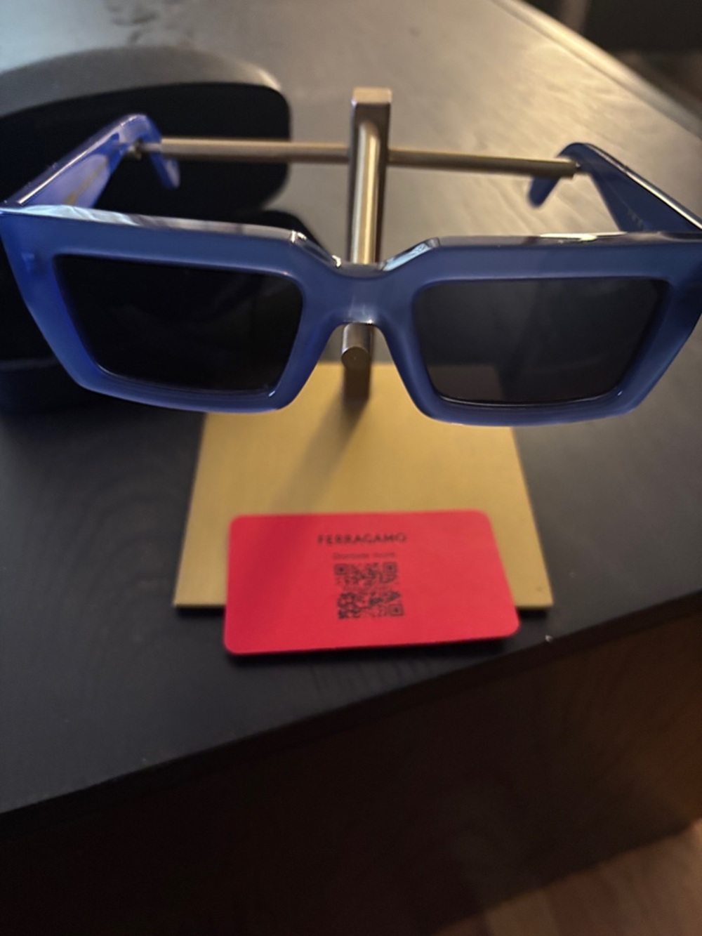 Salvatore Ferragamo Transparent Blue Sunglasses with Branded Case